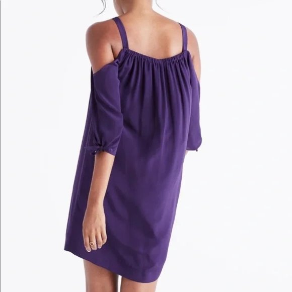 Madewell ~ Purple Silk 3/4 Sleeve Shift Mini Dress in size 0 - Picture 2 of 15